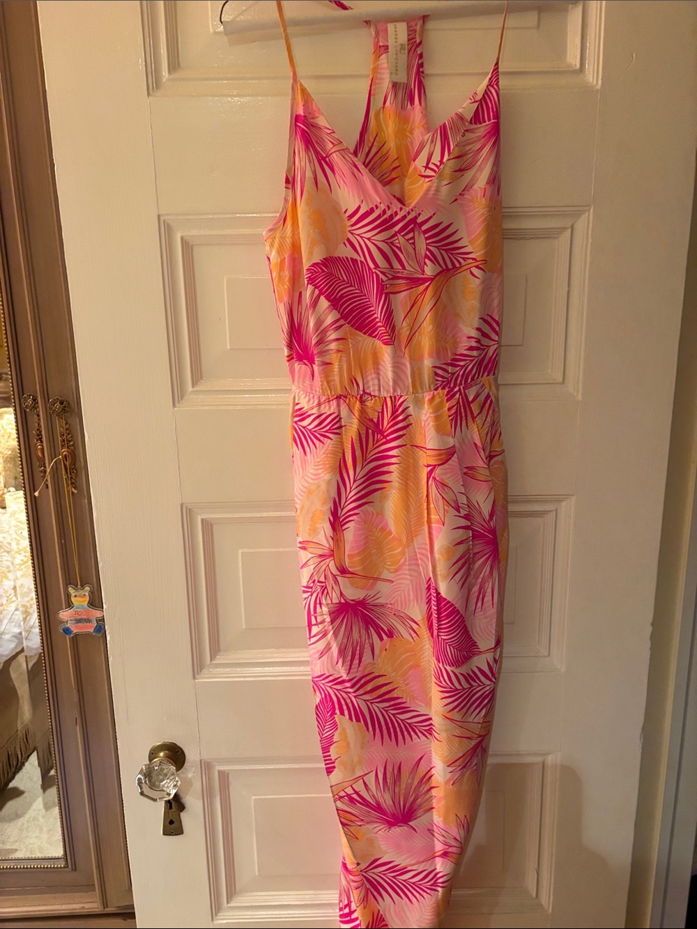 Amanda Uprichard Pink and Yellow Tropical Print Jumpsuit - Kids